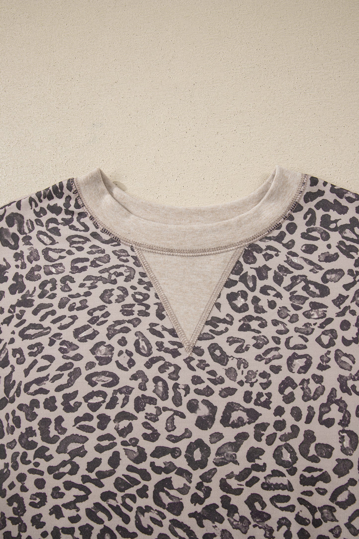 Pink Leopard Print Patchwork Crew Neck Sweatshirt