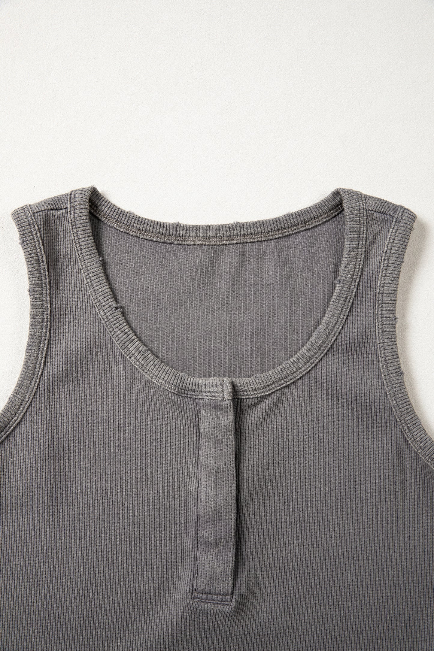 Blue Vintage Distressed Ribbed Mineral Wash Tank Top