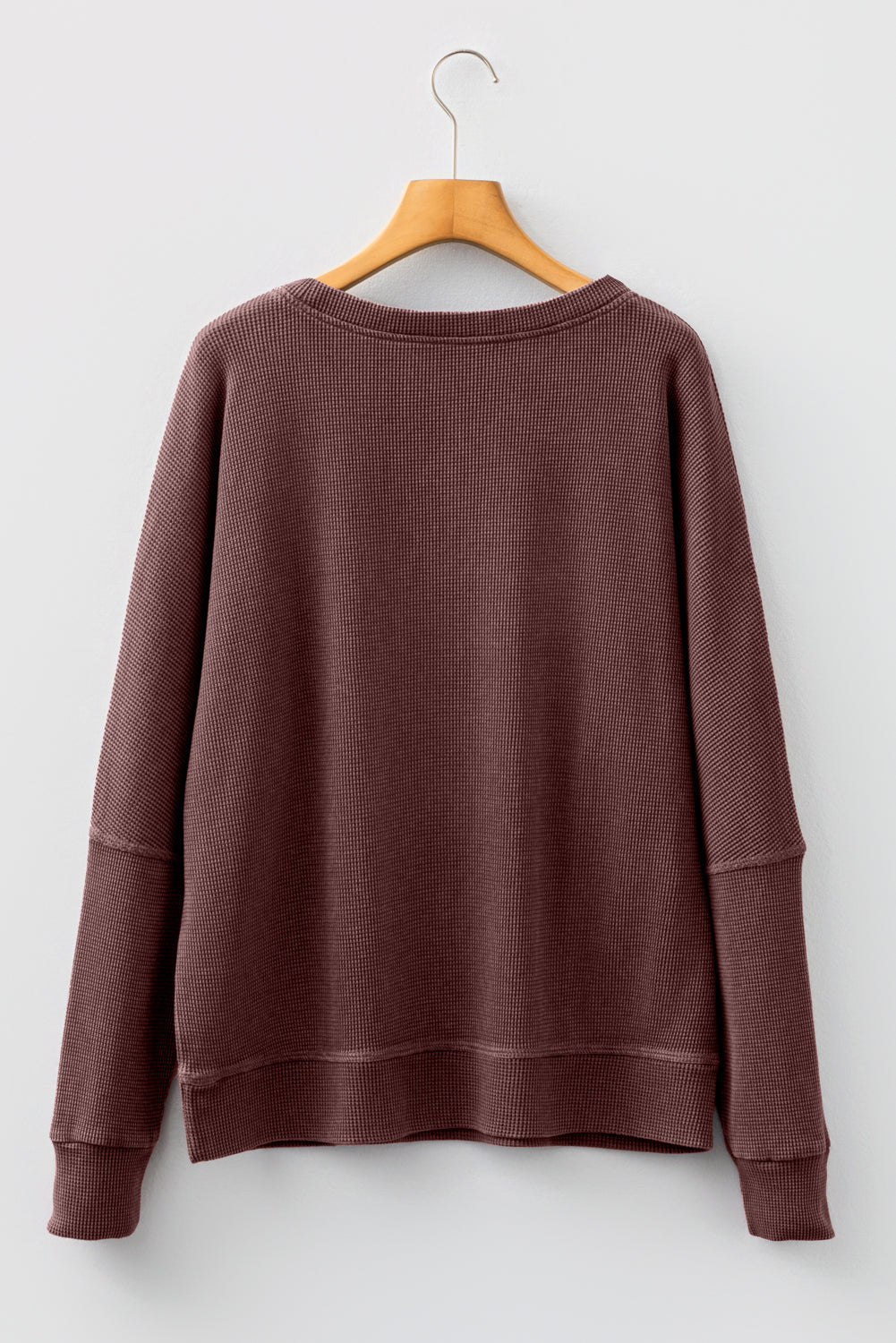 Mist Green Waffle Knit Patchwork Long Sleeve Loose Top