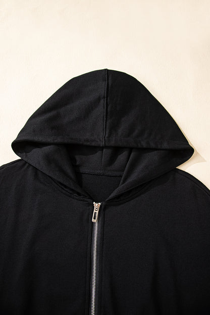 Gray Double Zipper Hooded Jacket and Sweatpants Active Set