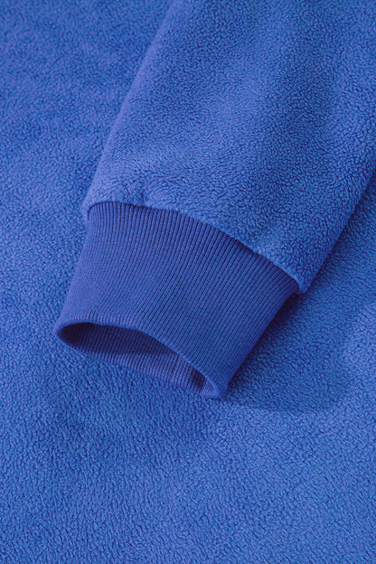 Dark Blue Oversize Drop Shoulder Reversible Mock Neck Sweatshirt