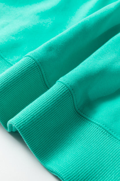 Sea Green Oversize Blessed Embroidered Mock Neck Sweatshirt