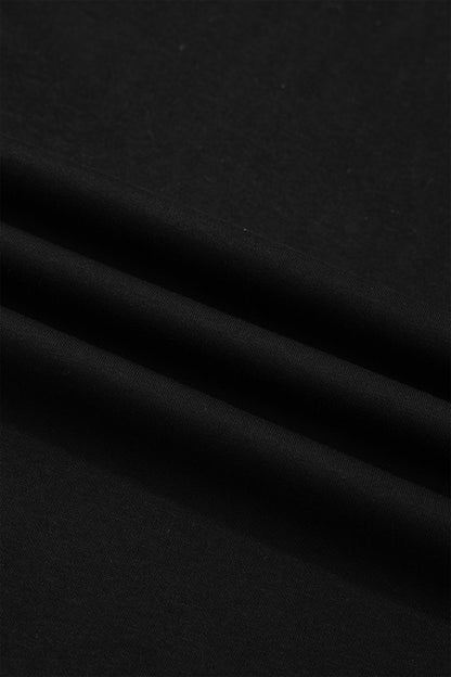 Black Casual Solid Short Sleeve Top with Metal Button Details Key Features