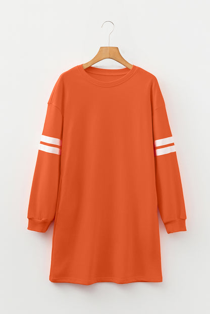 Black Varsity Contrast Banded Sleeve Shift Sweatshirt Dress