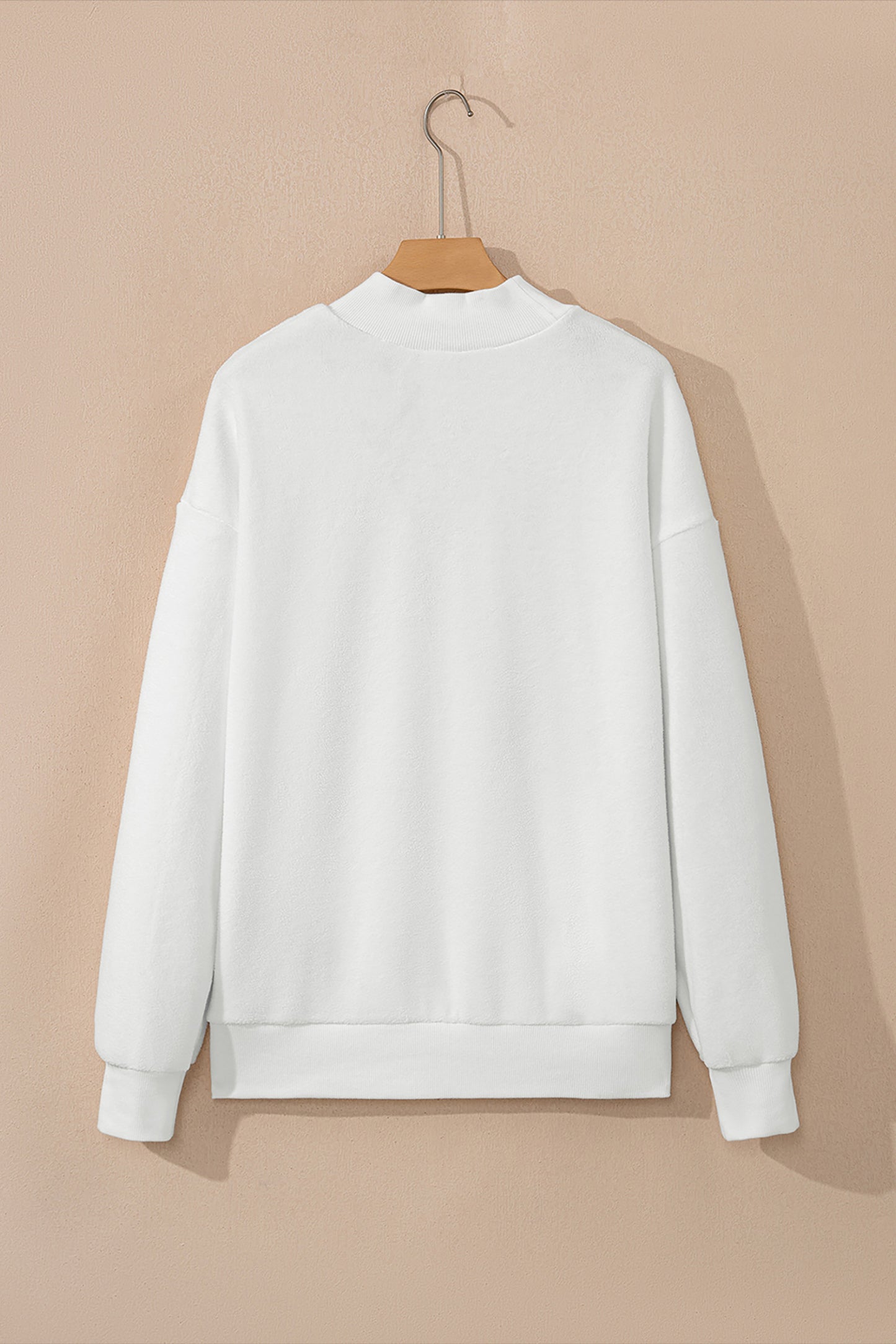 Dark Blue Oversize Drop Shoulder Reversible Mock Neck Sweatshirt