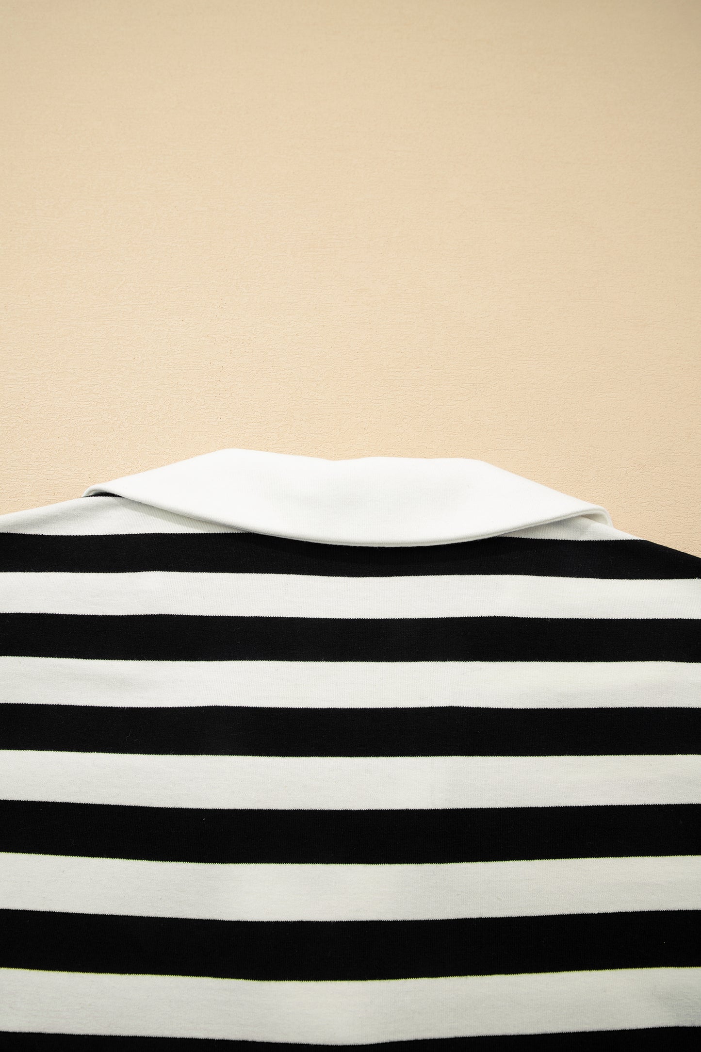 Green Stripe Collar V Neck Ruffled Short Sleeve Blouse