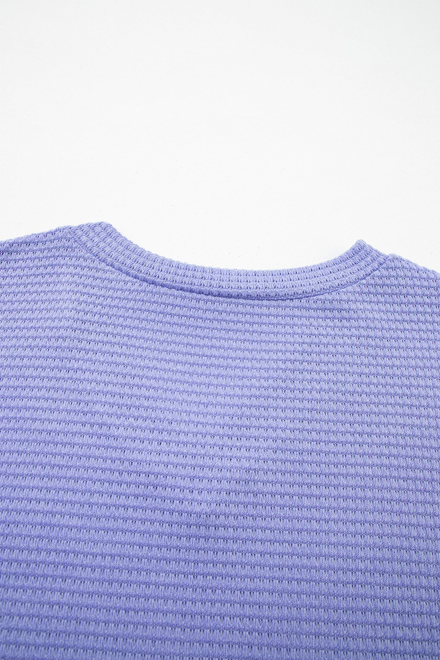 Clearly Aqua Waffle V Neck Short Sleeve Knit Top