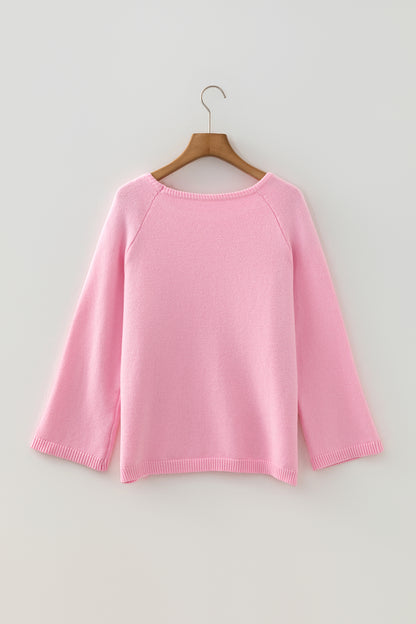 Sky Blue Solid Color Knit Loose Bracelet Sleeve Dolman Sweater