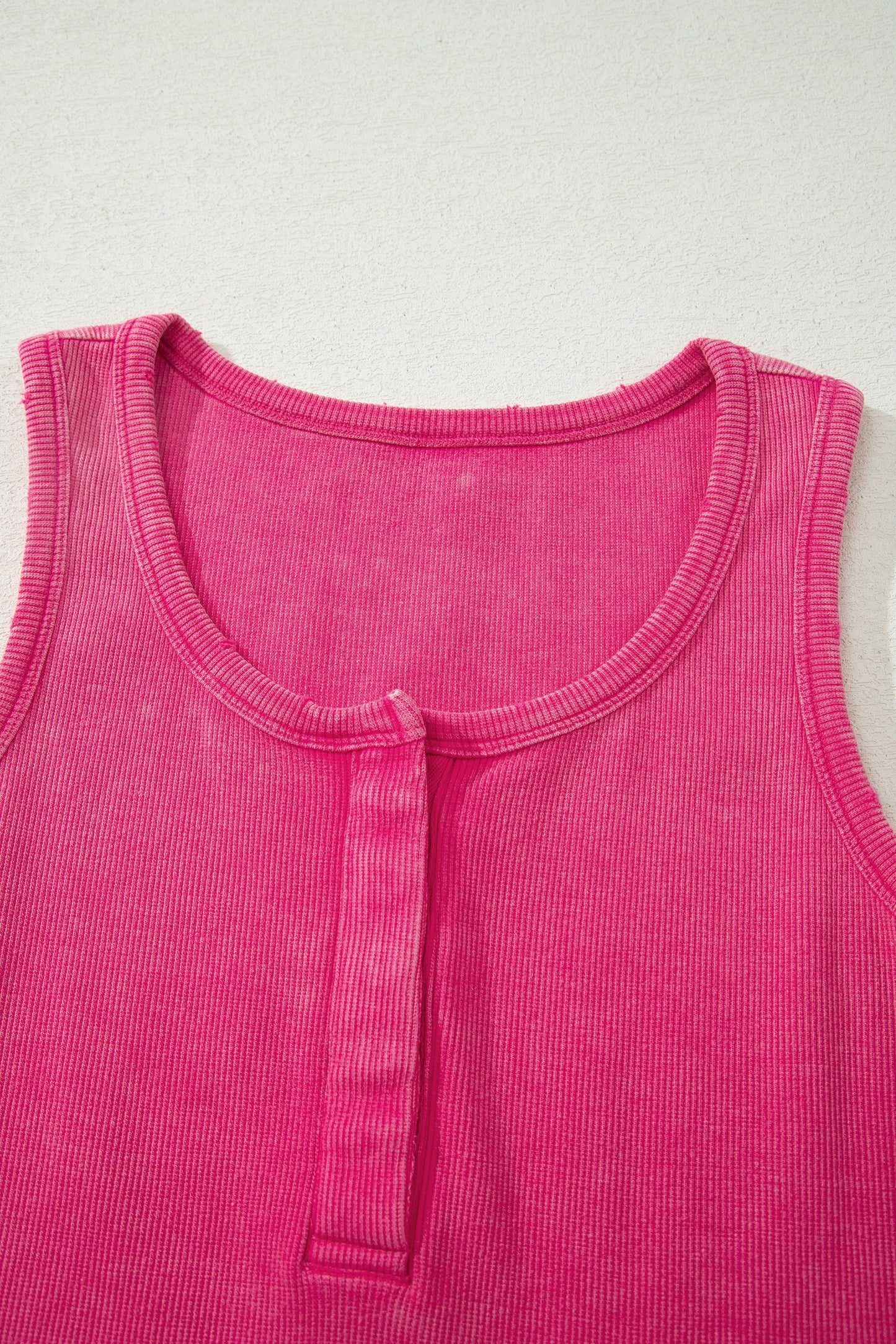 Blue Vintage Distressed Ribbed Mineral Wash Tank Top