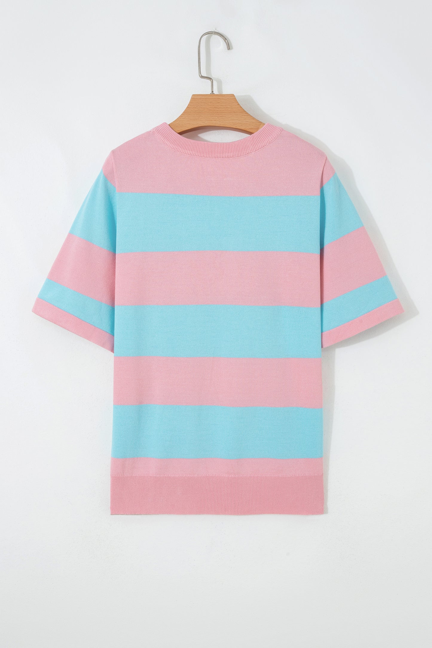 Black Stripe Colorblock Striped Knitted T shirt
