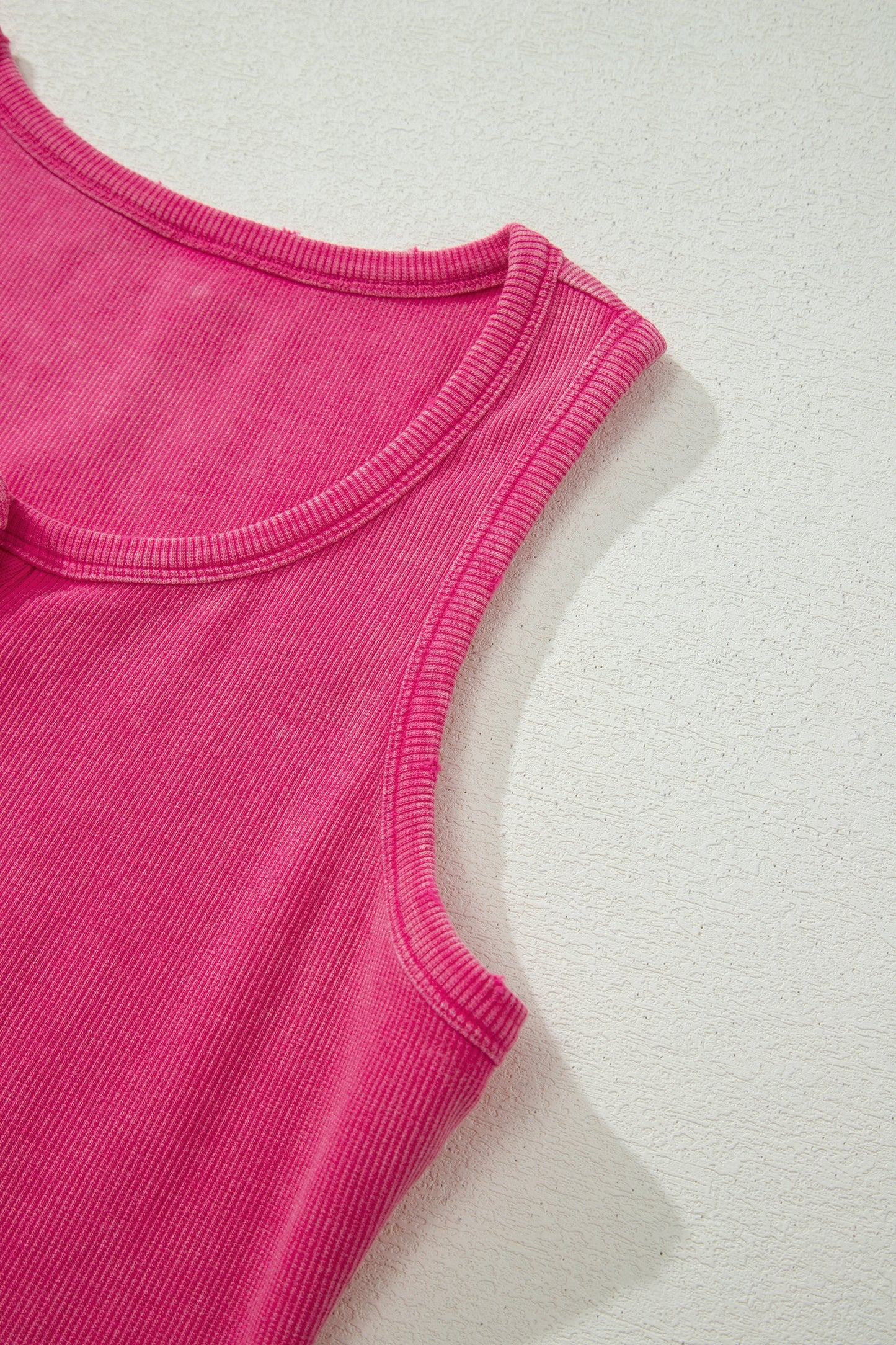 Blue Vintage Distressed Ribbed Mineral Wash Tank Top