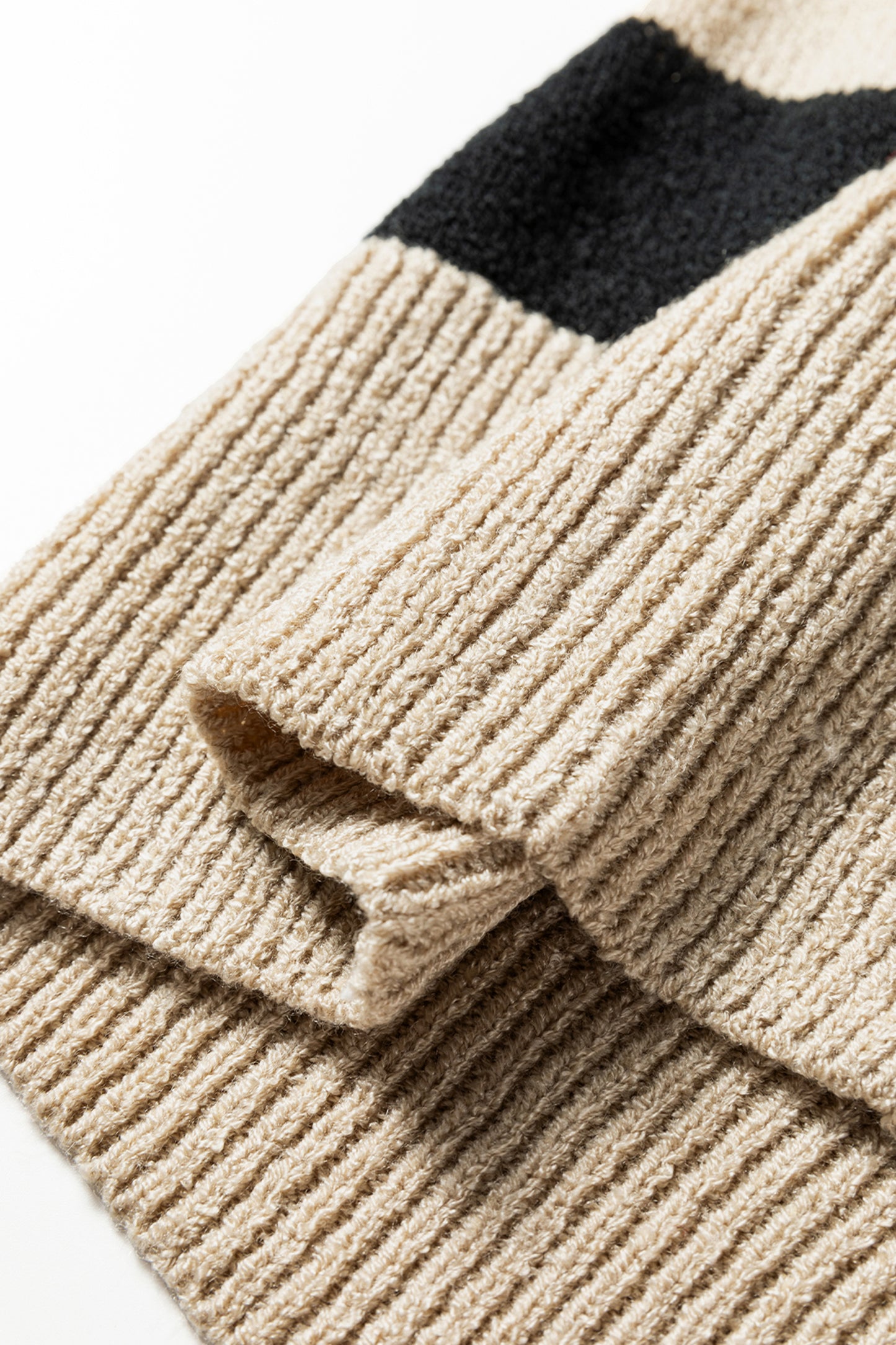 Black Stripe Drop Shoulder Sleeve Patchwork Baggy Sweater