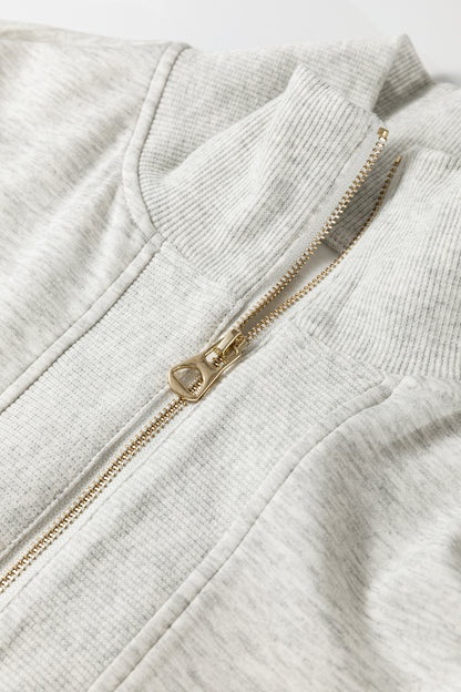 Light Grey Half Zip Polo Tee Casual Pant Set