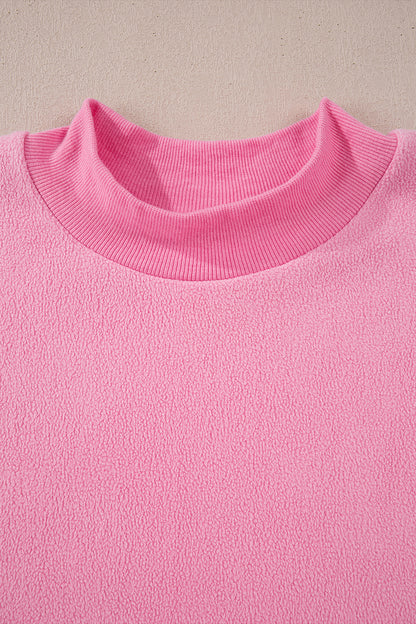 Dark Blue Oversize Drop Shoulder Reversible Mock Neck Sweatshirt
