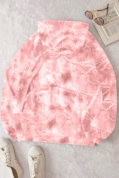 Beige Camouflage Woodland Print Oversized Sporty Hoodie