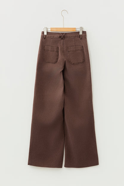 Dusk Blue Retro Washed Patch Pocket Loose Jeans