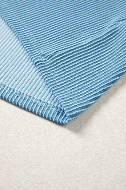 Beau Blue USA Graphic Half Sleeve Loose Ribbed Top