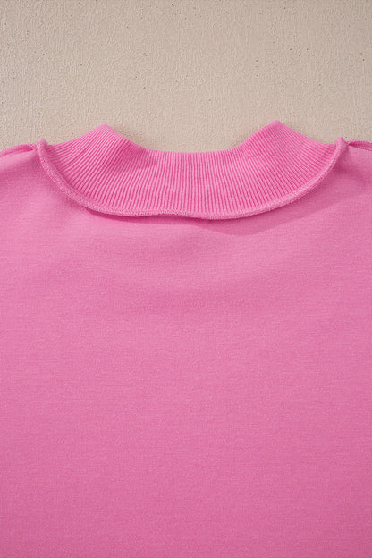 Dark Blue Oversize Drop Shoulder Reversible Mock Neck Sweatshirt