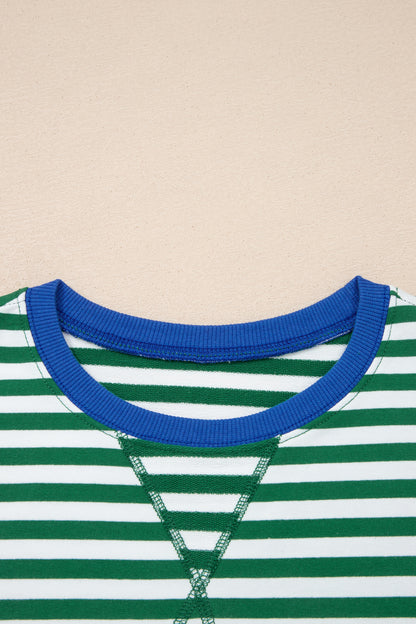 Yellow Stripe Drop Shoulder Boxy Casual Terry Short Set