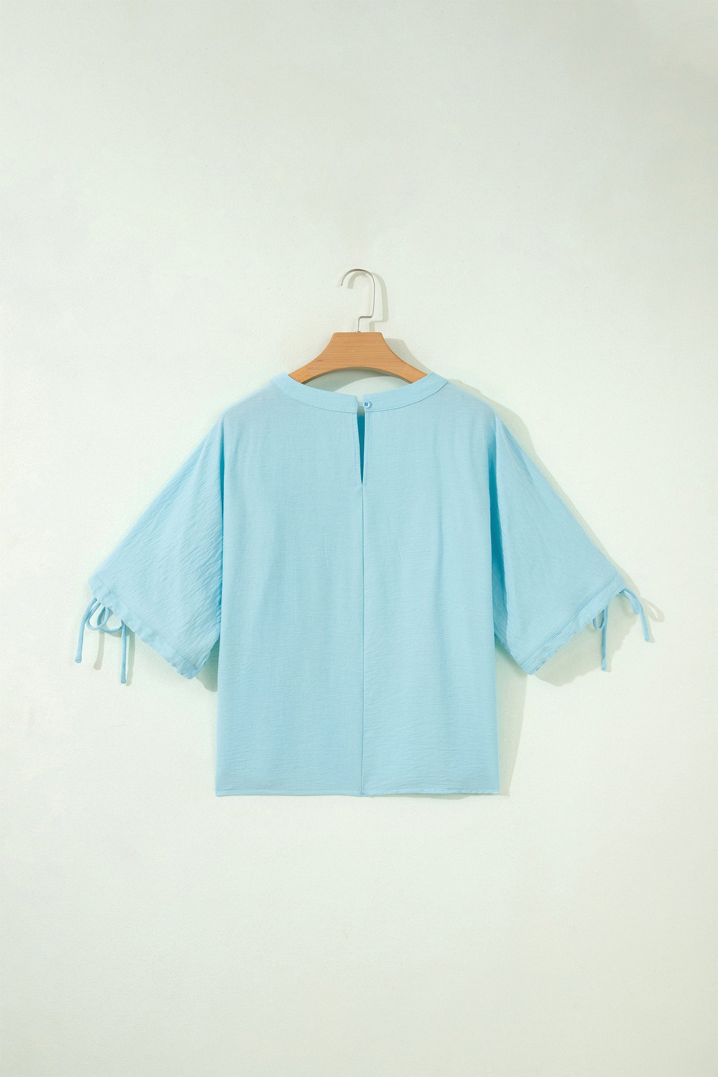 Yellow Cream Tie Half Sleeve Pleated Detail Babydoll Blouse