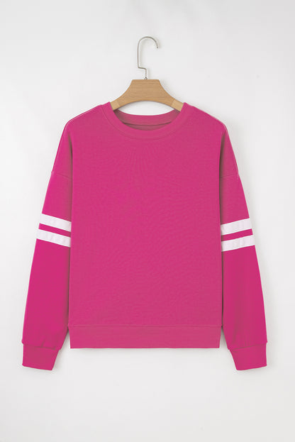 Coffee Varsity Striped Detail Drop Shoulder Oversized Sweatshirt