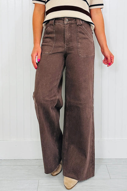Dusk Blue Retro Washed Patch Pocket Loose Jeans