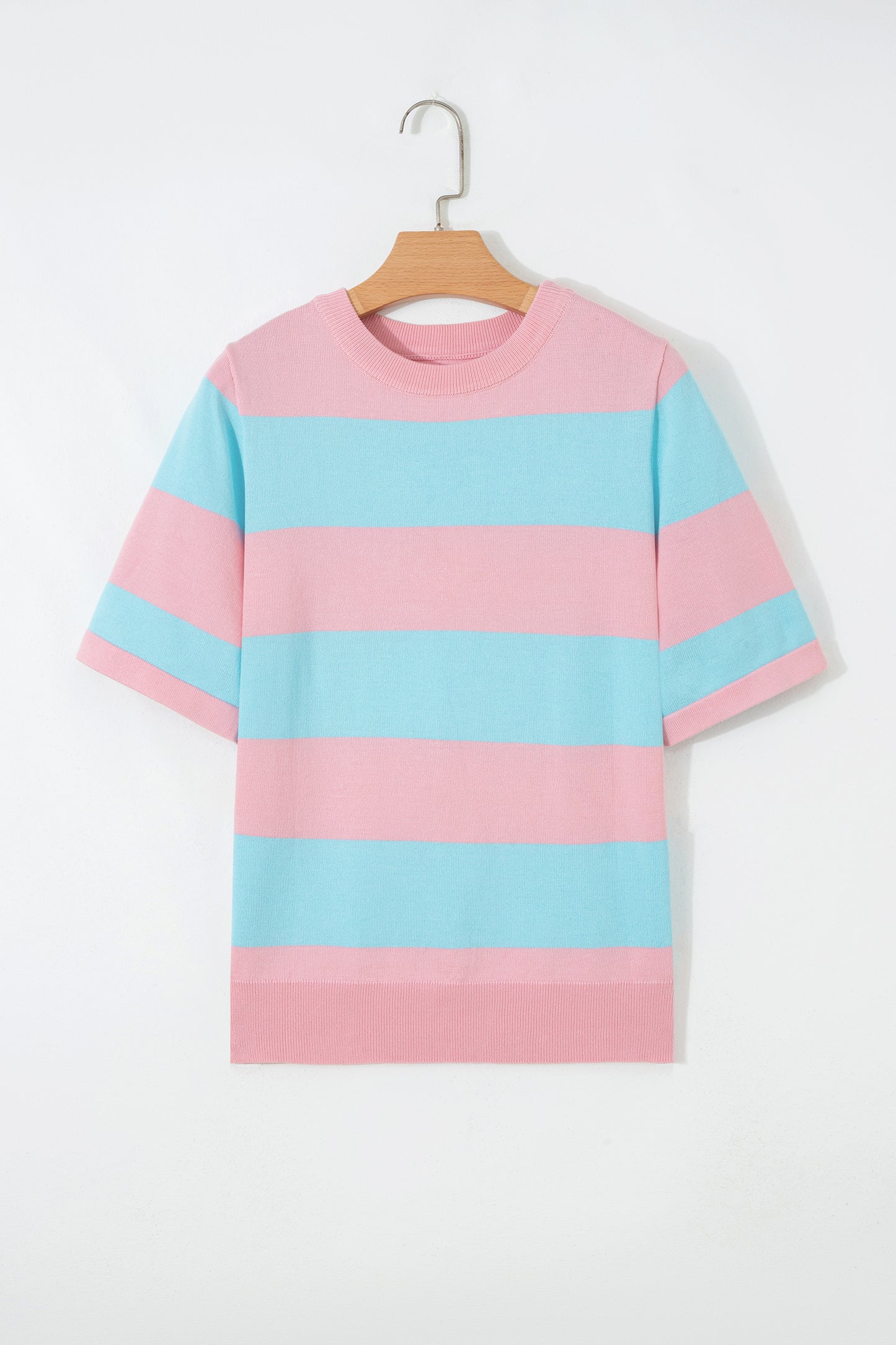 Black Stripe Colorblock Striped Knitted T shirt
