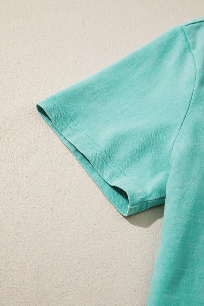 Beau Blue Mineral Wash V Neck Tee Matching Skort Set