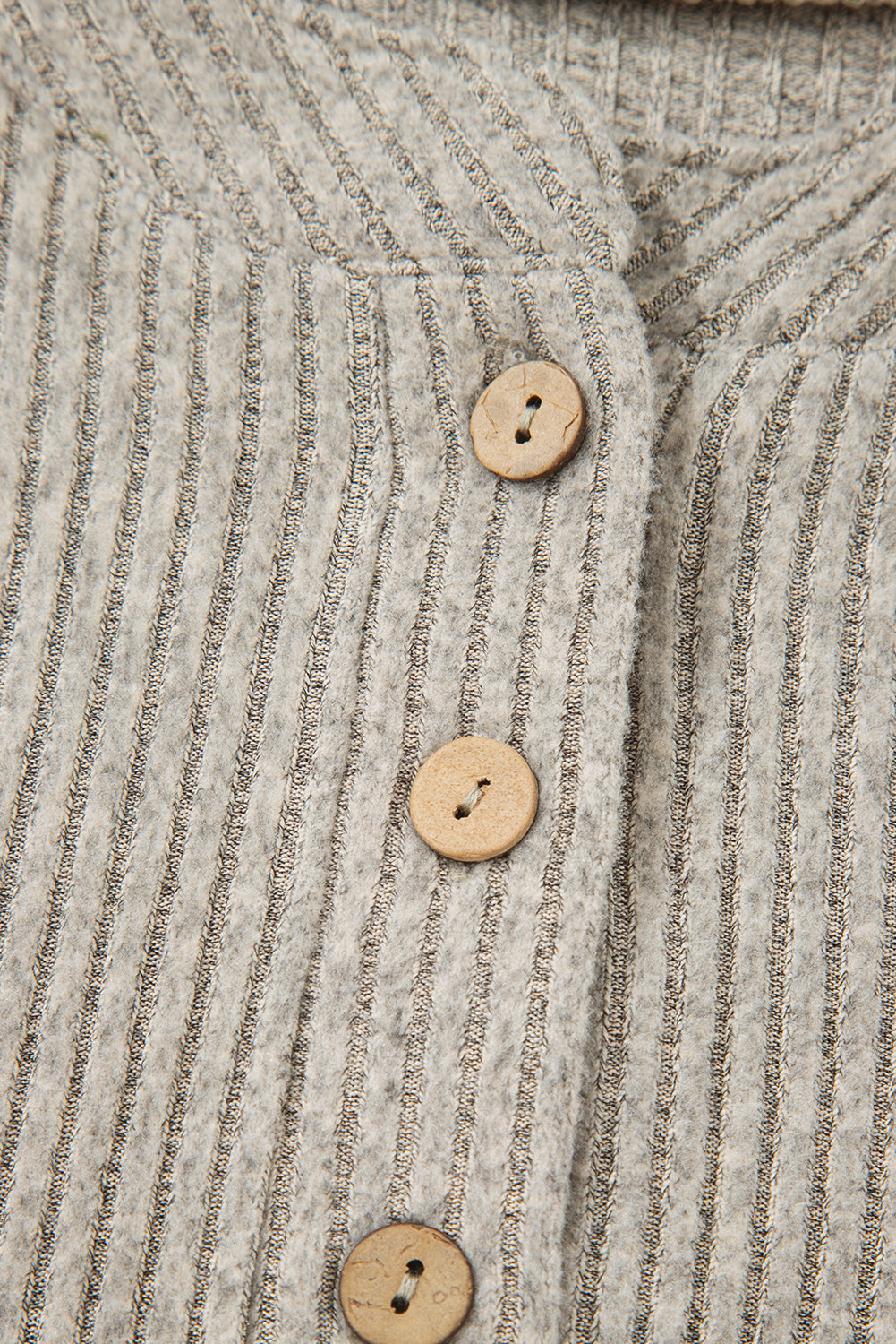 Simply Taupe Ribbed Texture Drop Shoulder Henley Knit Top