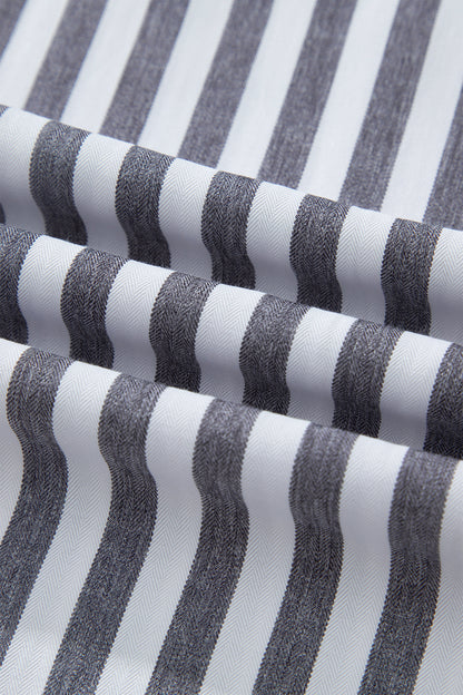 Black Stripe Shirred High Waist Loose Summer Pants