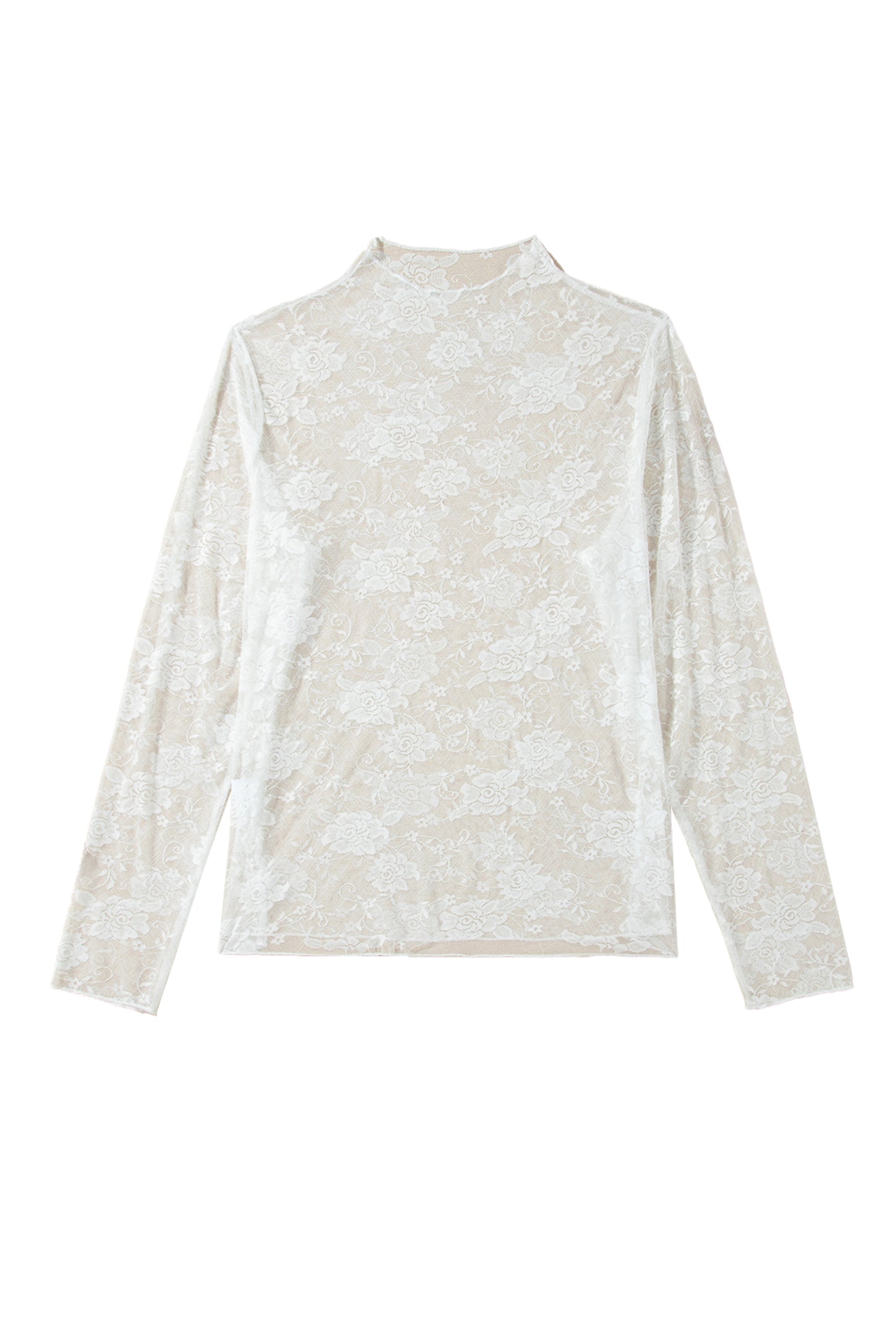 Black Plus Size Floral Mesh Long Sleeve Top