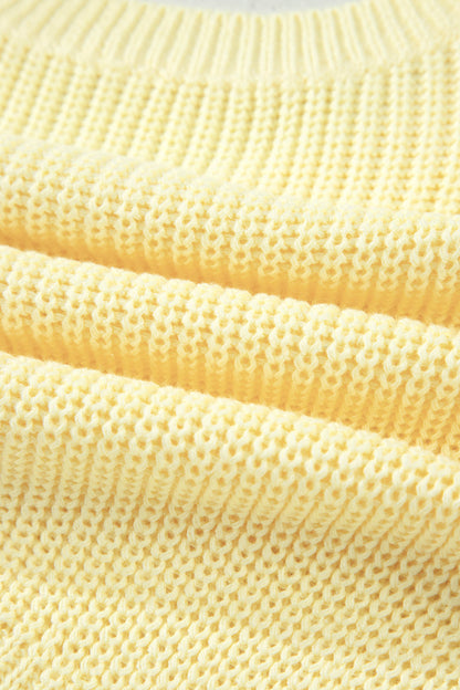 Yellow Cream Solid Color Cropped Knit Knot Back Cutout Sweater Tank