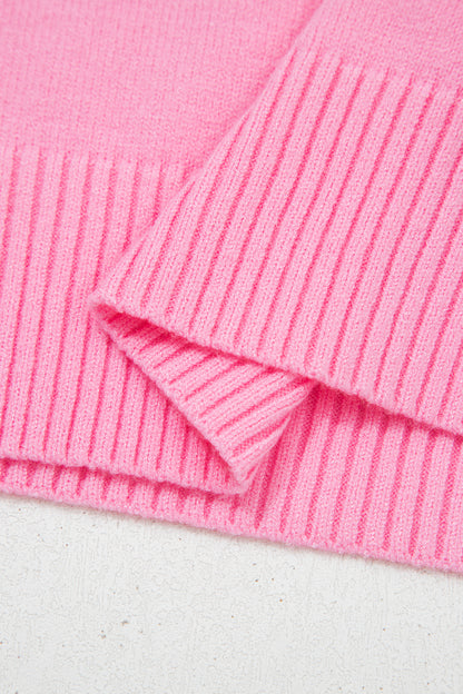 Pink Valentine Heart Graphic Cropped Short Sleeve Sweater