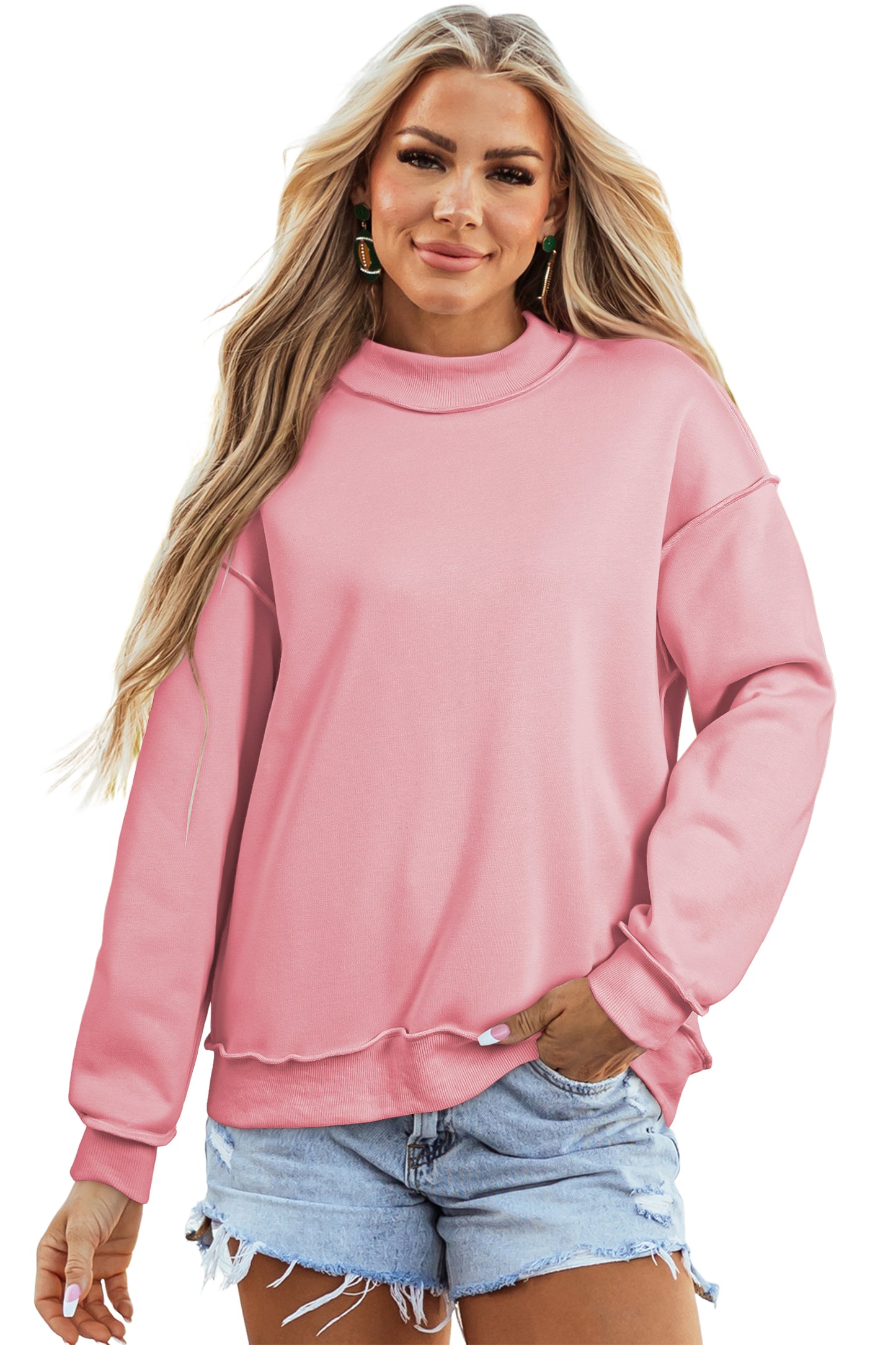 Carrot Oversize Drop Shoulder Reversible Mock Neck Sweatshirt