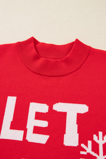 Red Dahlia LET IT SNOW Graphic Christmas Holiday Loose Sweater