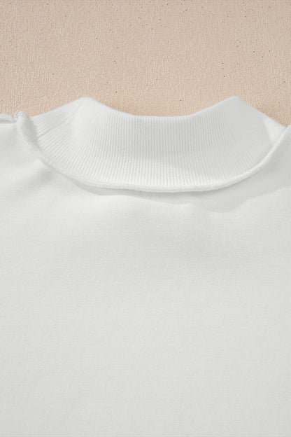 Dark Blue Oversize Drop Shoulder Reversible Mock Neck Sweatshirt