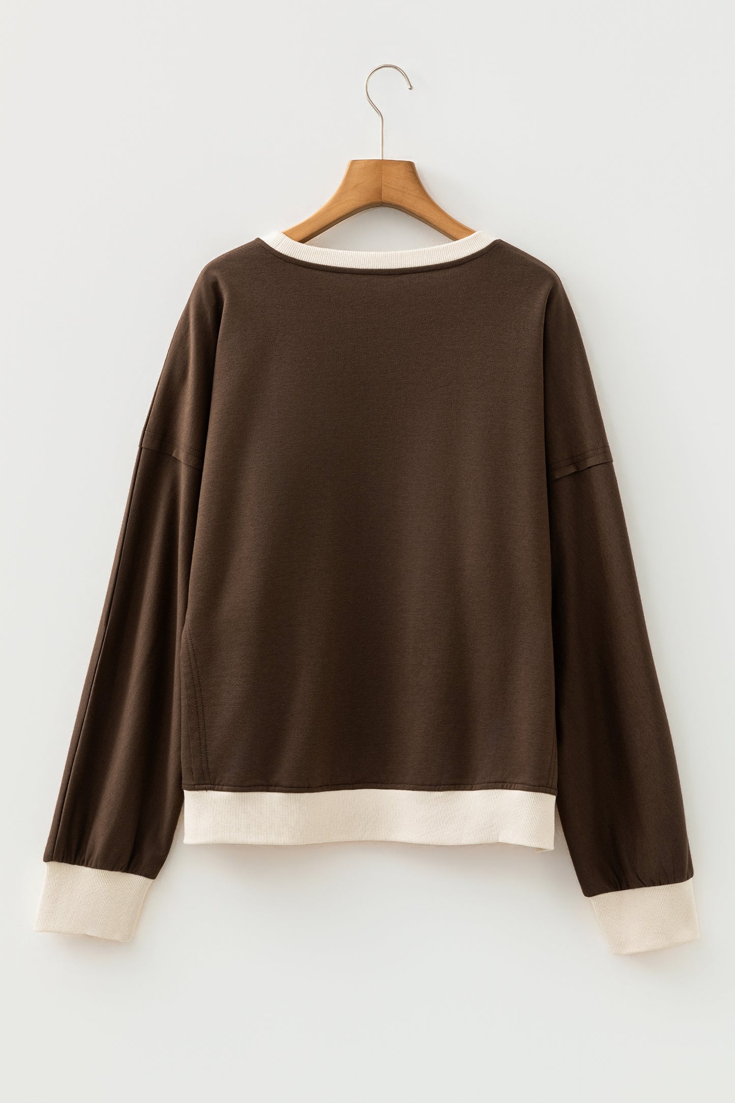 Smoke Green Raw Edge Flower Patch Drop Shoulder Casual Top
