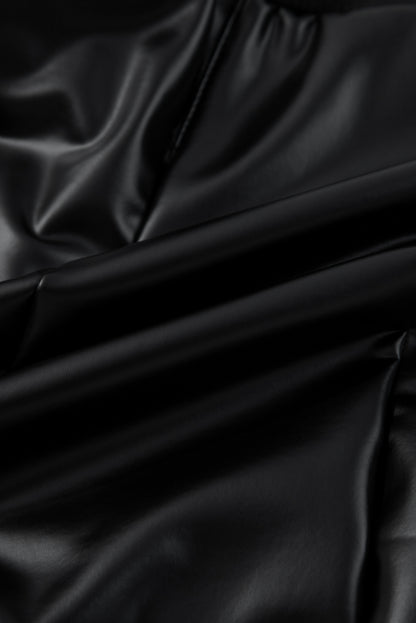 Black Faux Leather Seamed Leg High Waist Leggings