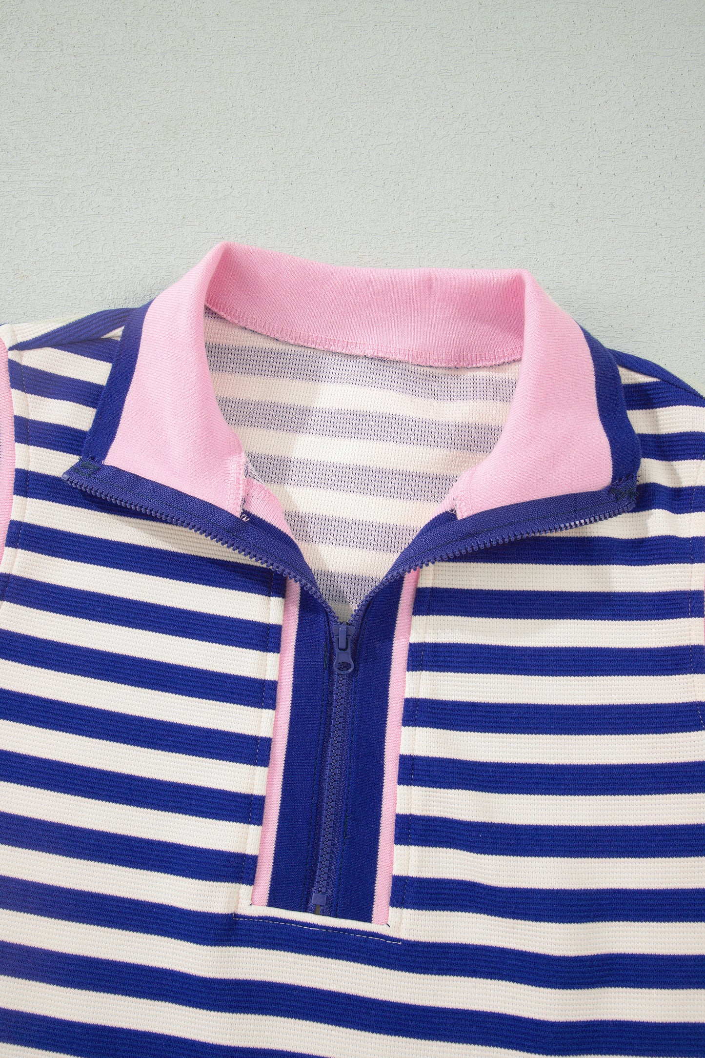 Sachet Pink Textured Stripe Print Contrast Trim Zip Collar Sleeveless 2pcs Skort Set