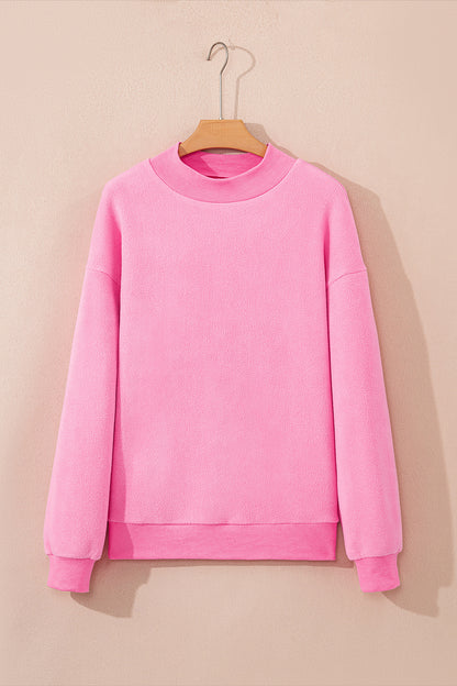 Dark Blue Oversize Drop Shoulder Reversible Mock Neck Sweatshirt