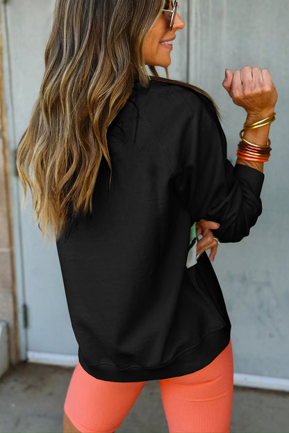 Apricot Rainbow Colorblock Striped Pullover Sweatshirt