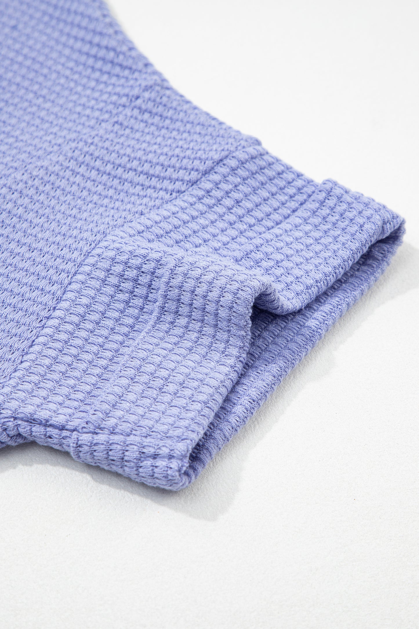 Clearly Aqua Waffle V Neck Short Sleeve Knit Top