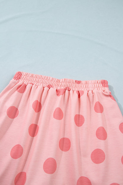 White Polka Dot Short Sleeve Top Casual Skort 2pcs Outfit