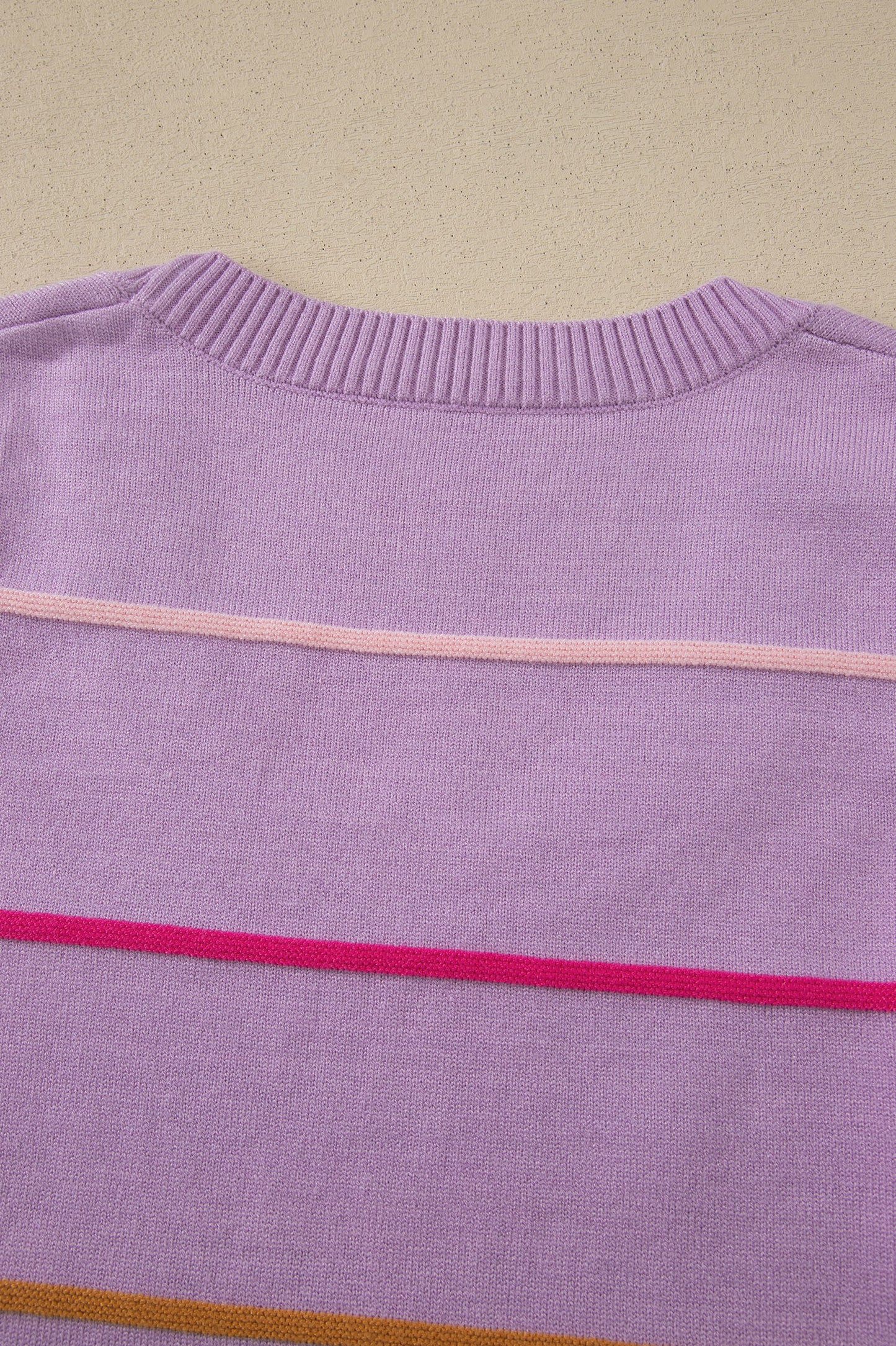 Sky Blue Stripe Round Neck Knitted Sweater Tank