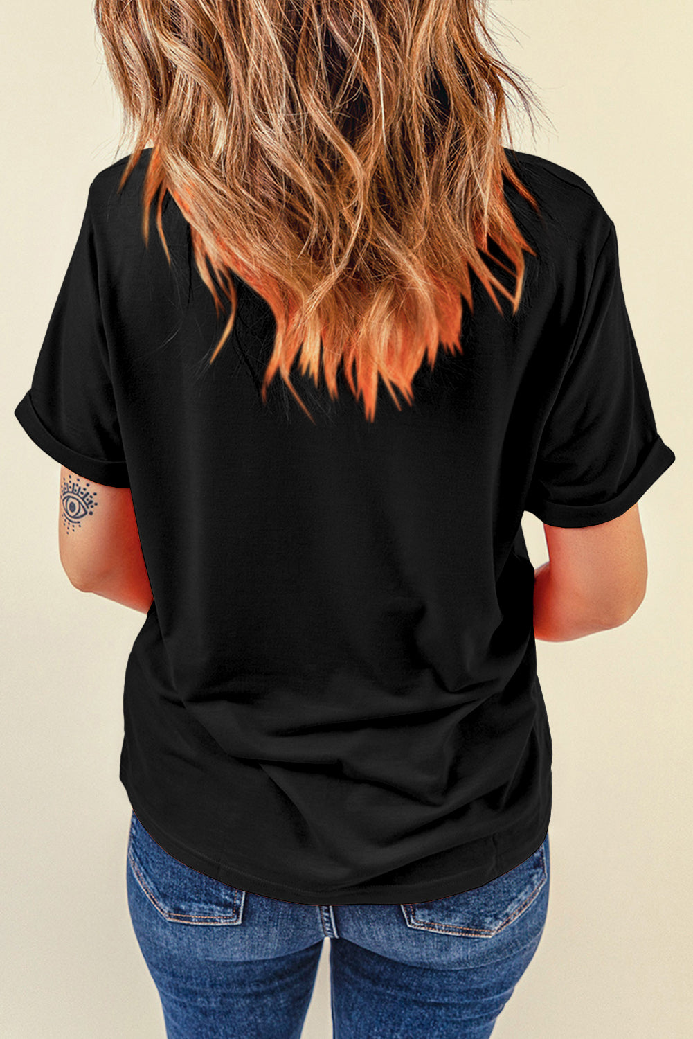 Red Casual Plain Crew Neck Tee