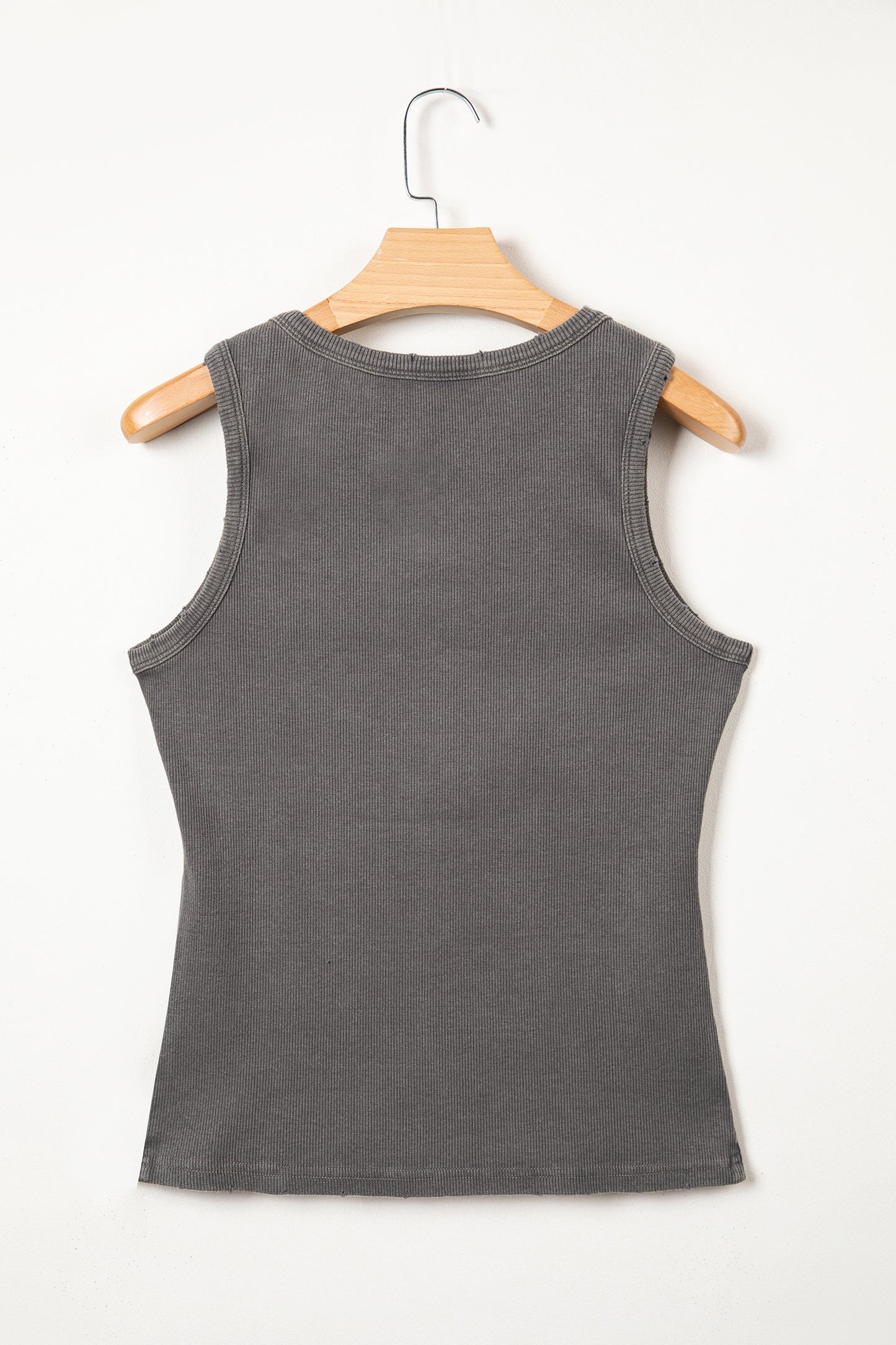 Blue Vintage Distressed Ribbed Mineral Wash Tank Top