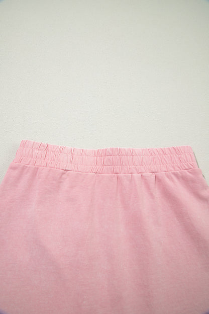 Beau Blue Mineral Wash V Neck Tee Matching Skort Set