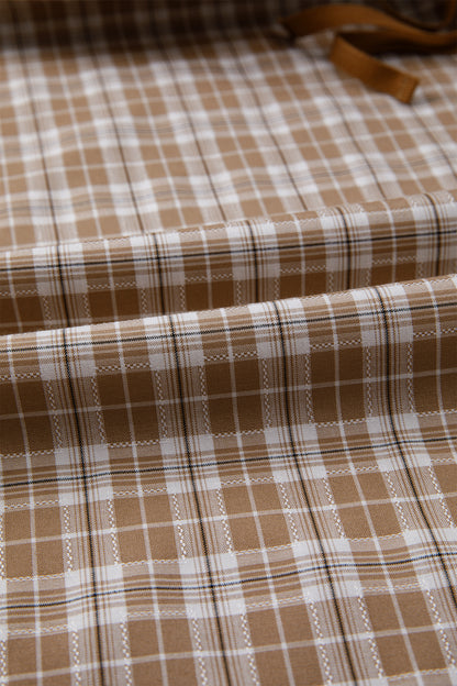 Chestnut Plaid Print Elastic Waist Bow Tie Contrast Detail Jogger Pants