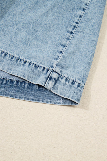 Dusk Blue Light Wash Tiered Flowy Overall Denim Dress