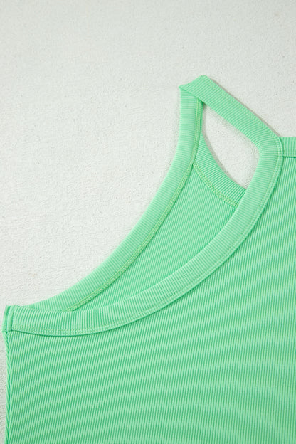 Sky Blue Slim Tank Top Elastic High Waist Shorts 2pcs Outfit
